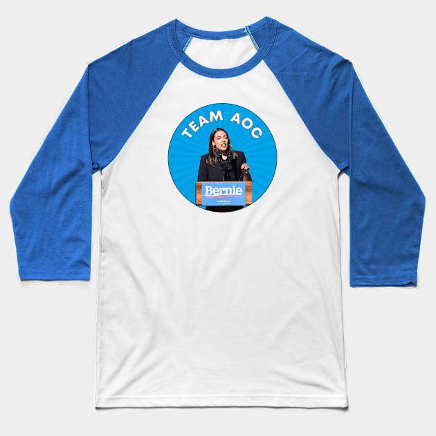 AOC - Democrat Politician - Alexandria Ocasio Cortez Baseball T-Shirt by Football from the Left